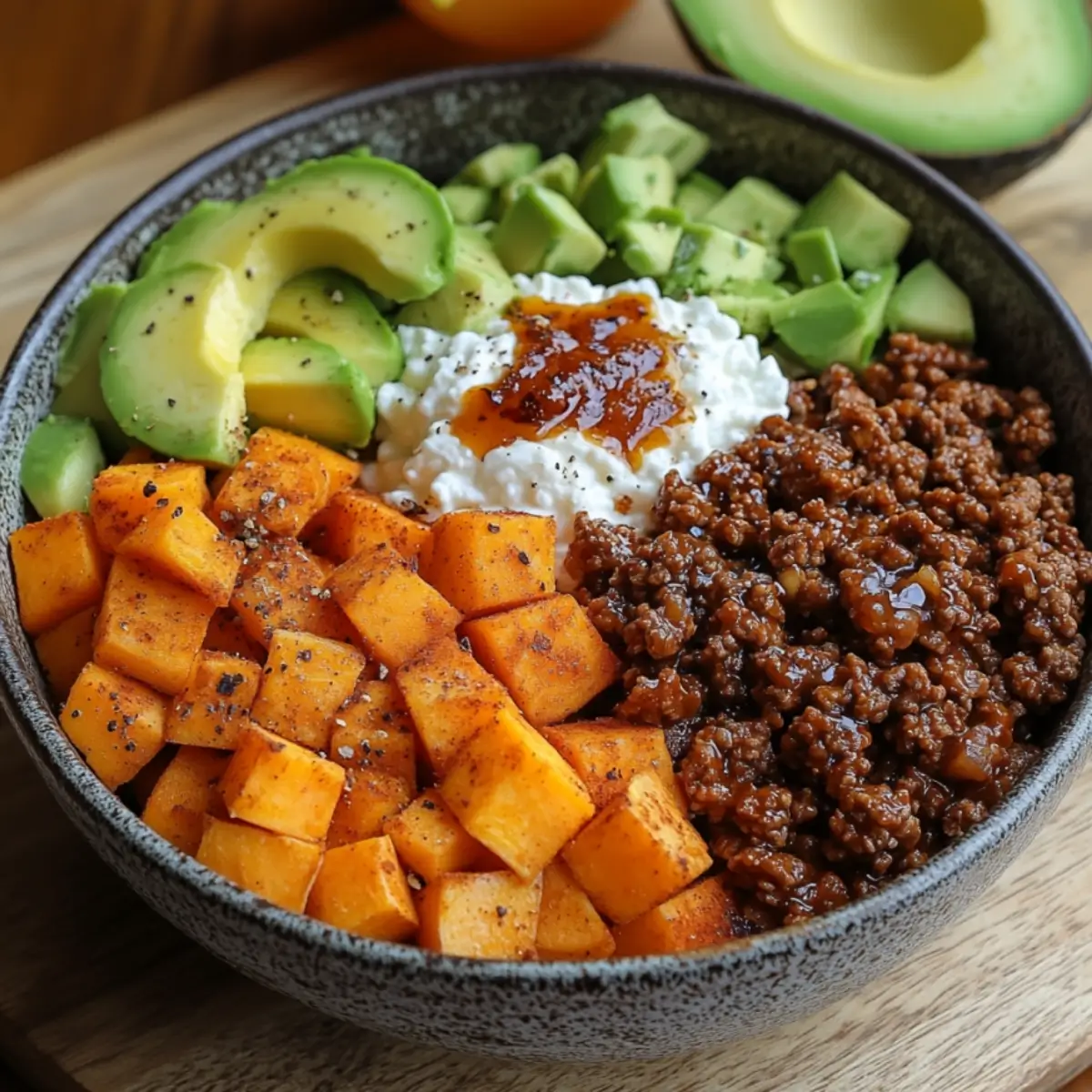 Hot Honey Ground Beef Bowl