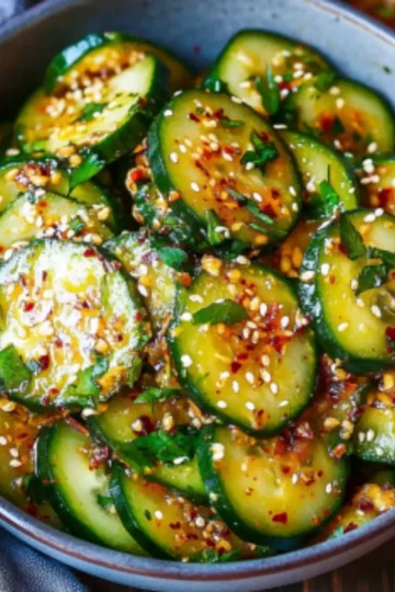 Korean cucumber salad recipe served with bulgogi and rice