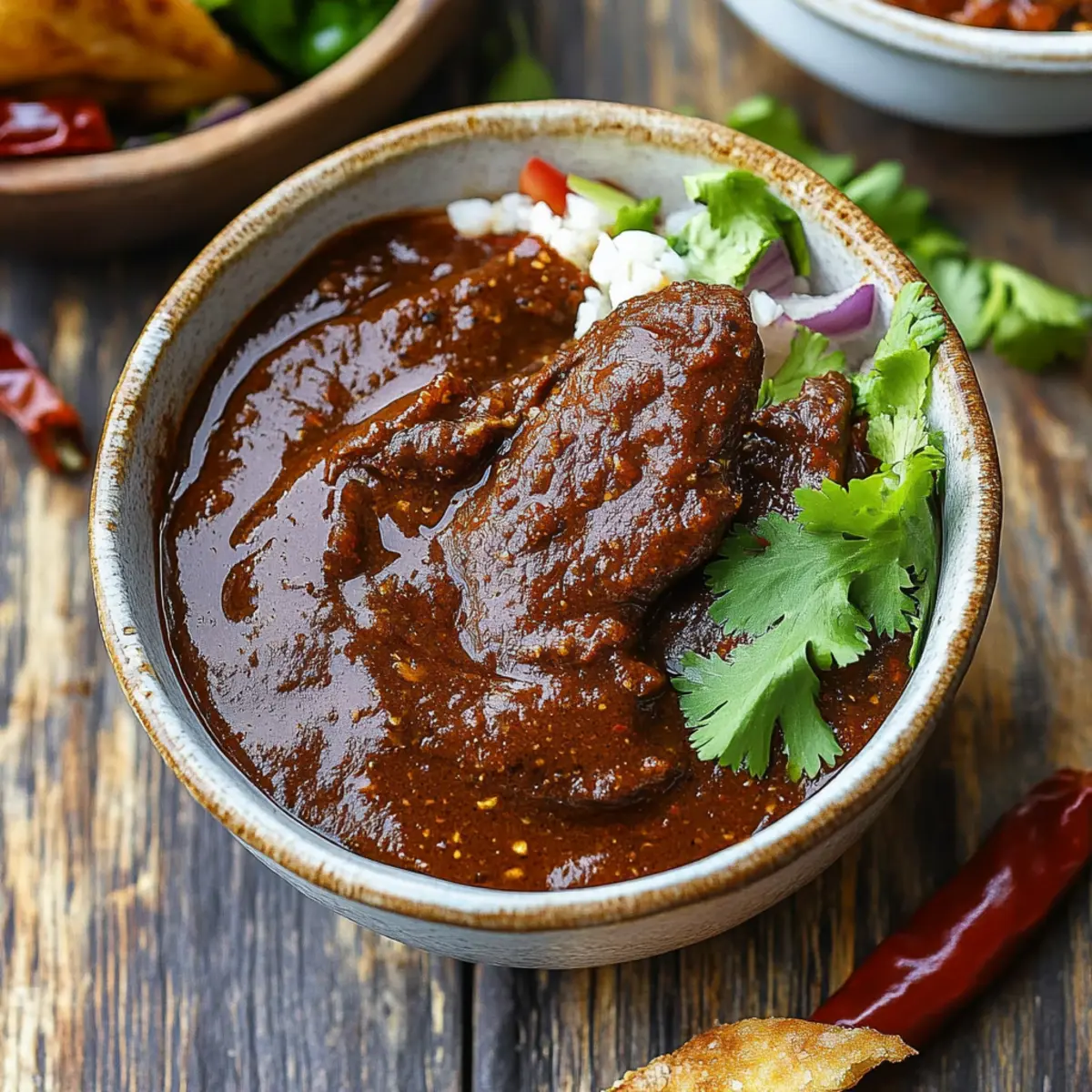 Toasted guajillo ancho and arbol chiles with whole spices in cast iron skillet