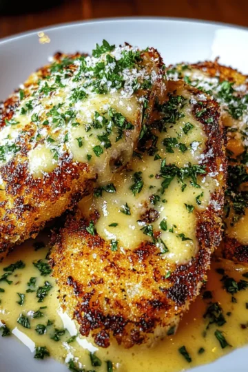 Crispy Parmesan Chicken with a Rich Garlic Sauce
