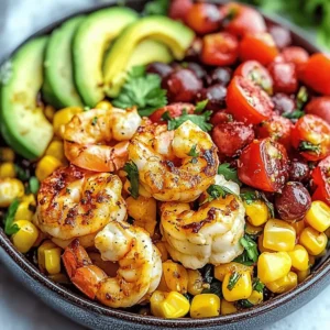 Avocado Corn Salad With Grilled Shrimp