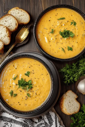 Hearty Cheddar Garlic Herb Potato Soup