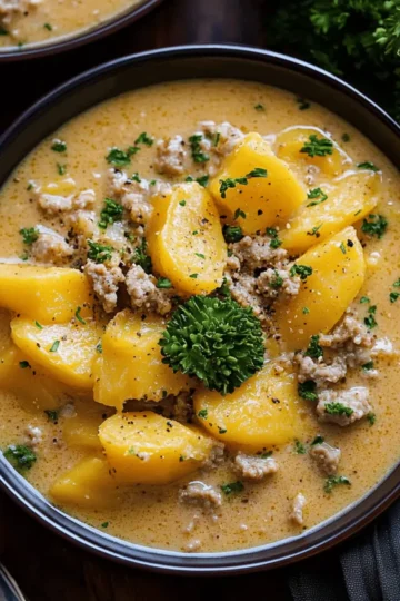 Cheesy Beef and Potato Soup