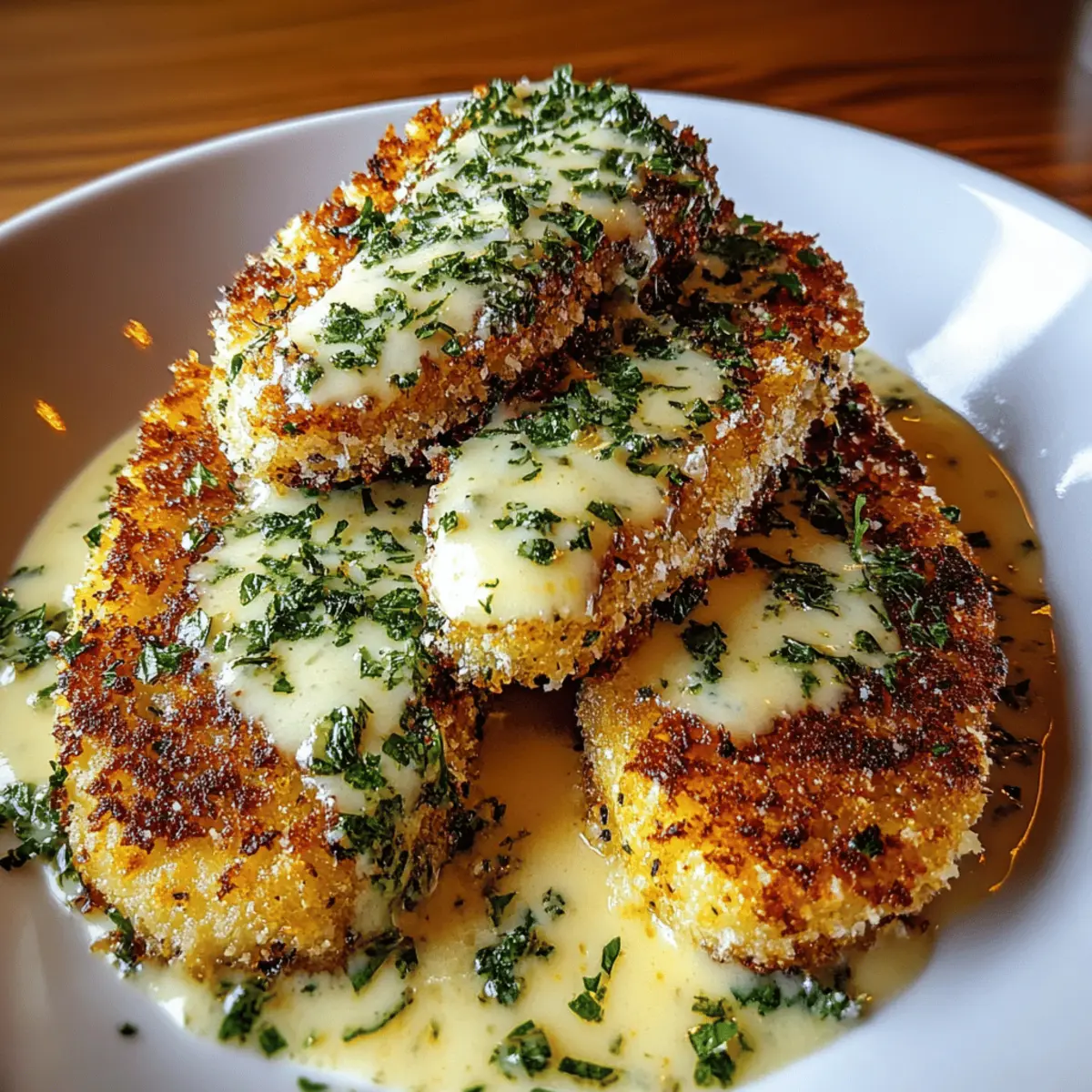 Crispy Parmesan Chicken with a Rich Garlic Sauce