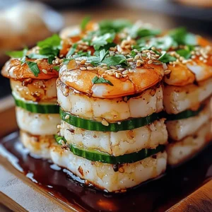 Spicy Shrimp Sushi Stacks