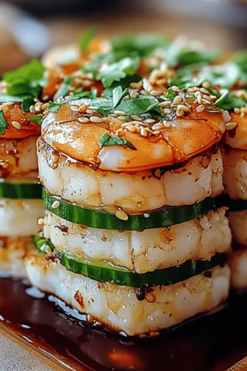 Spicy Shrimp Sushi Stacks
