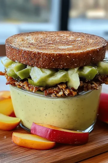 Crunchy Apple Sandwich with Granola & Yogurt Snack