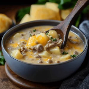 Cheesy Beef and Potato Soup