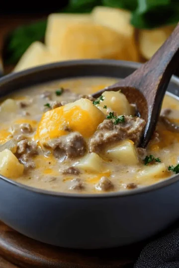 Cheesy Beef and Potato Soup