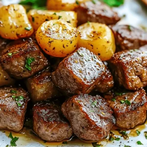 Garlic Butter Steak Bites and Potatoes