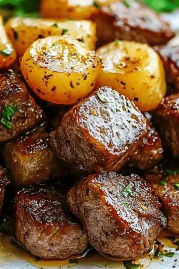 Garlic Butter Steak Bites and Potatoes