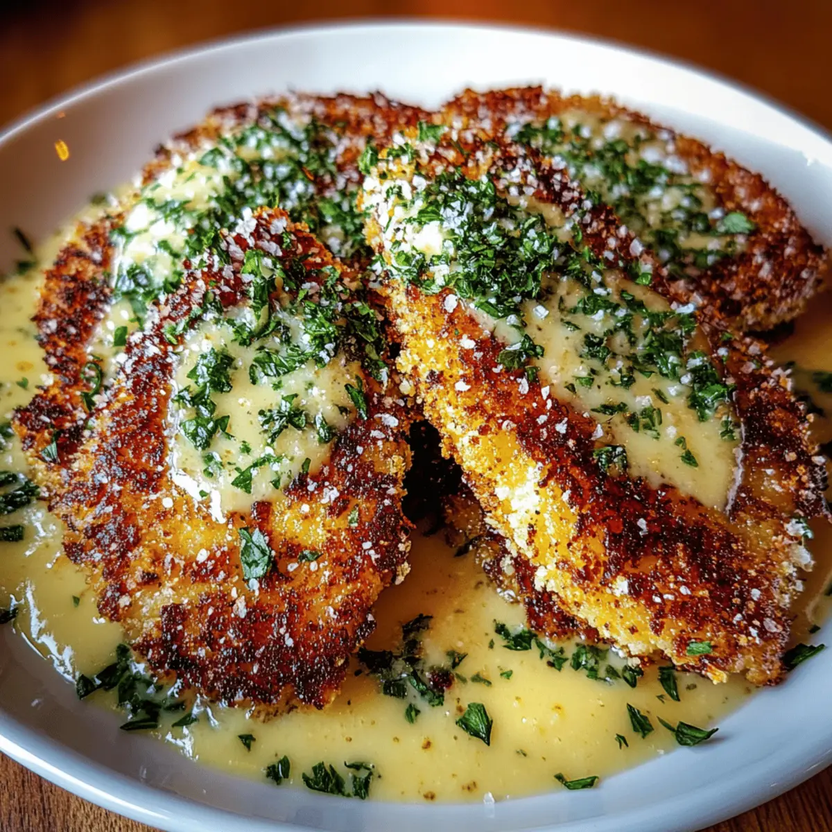 Crispy Parmesan Chicken with a Rich Garlic Sauce