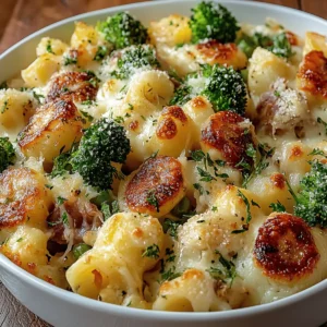 Cheesy Broccoli, Sausage and Cauliflower Casserole