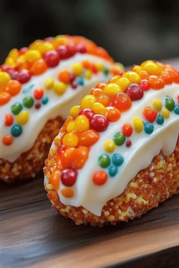 Fruity Pebbles Cheesecake Tacos