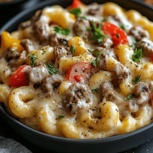 Creamy Philly Cheesesteak Mac & Cheese