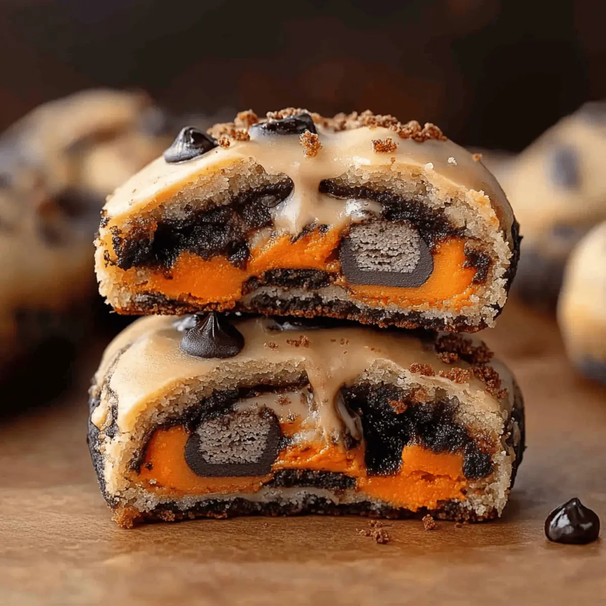 Halloween Oreo Stuffed Chocolate Chip Cookies