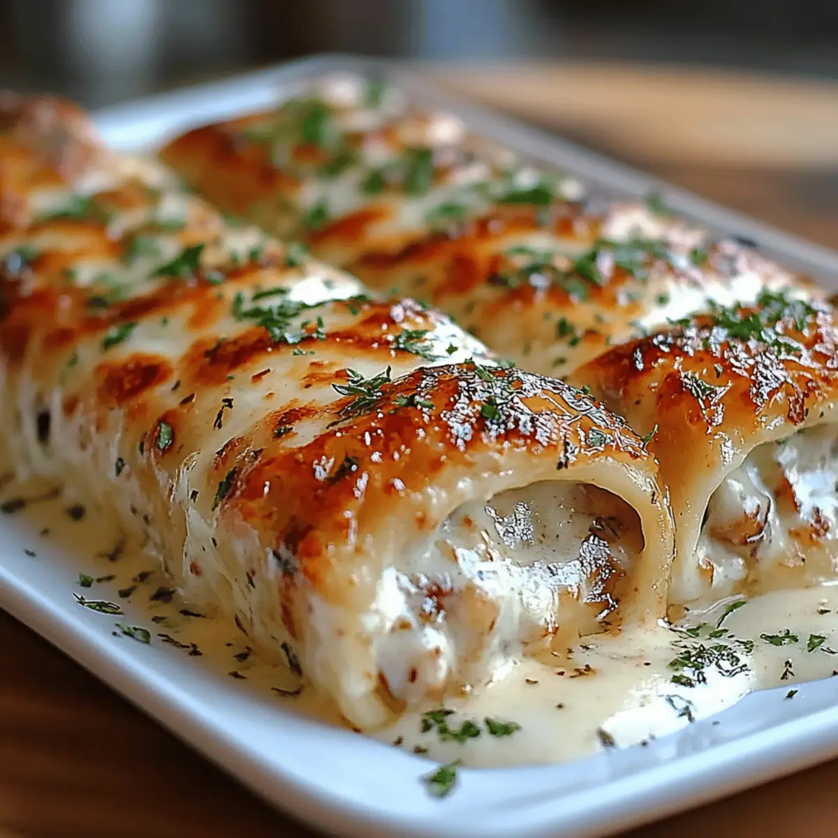 Chicken Alfredo Lasagna Rolls