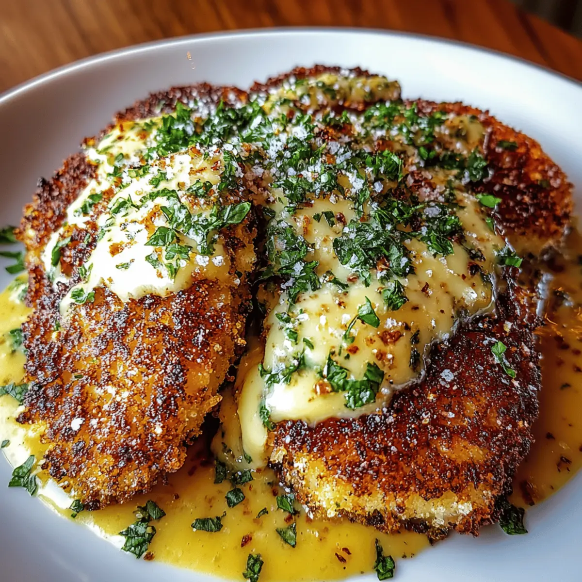 Crispy Parmesan Chicken with a Rich Garlic Sauce
