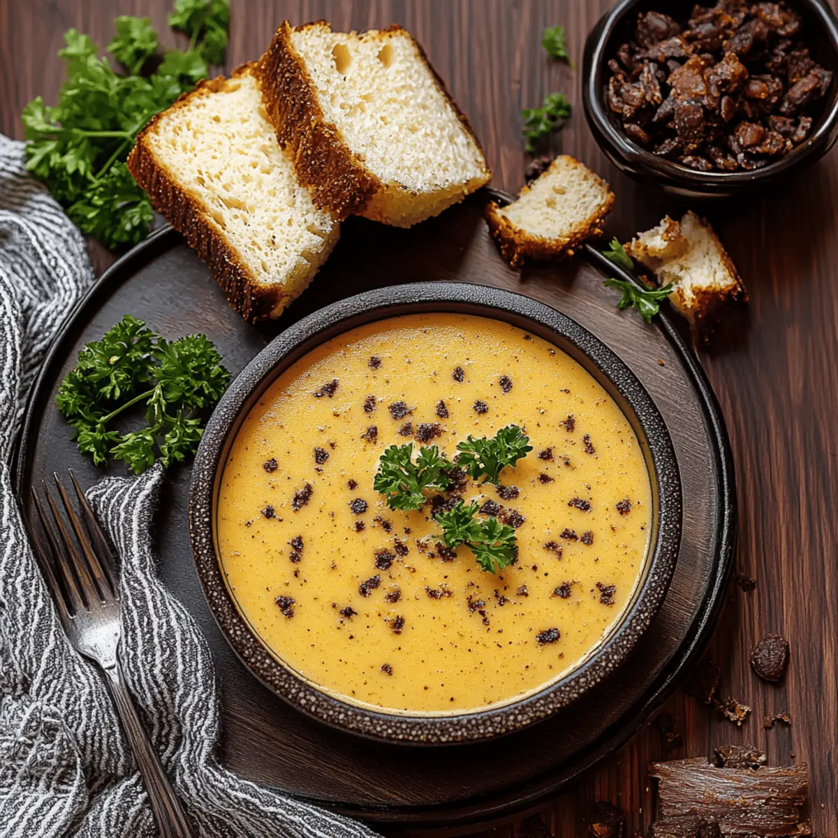 Hearty Cheddar Garlic Herb Potato Soup