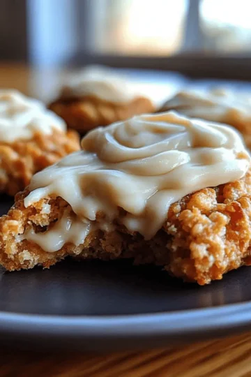 Soft Chewy Pumpkin Oatmeal Cookies Maple Frosting