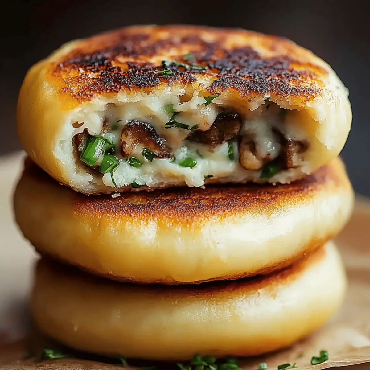 Mushroom Stuffed Potato Cakes