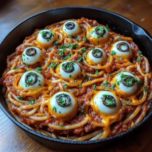 Bloody Spaghetti with Mozzarella Eyeballs