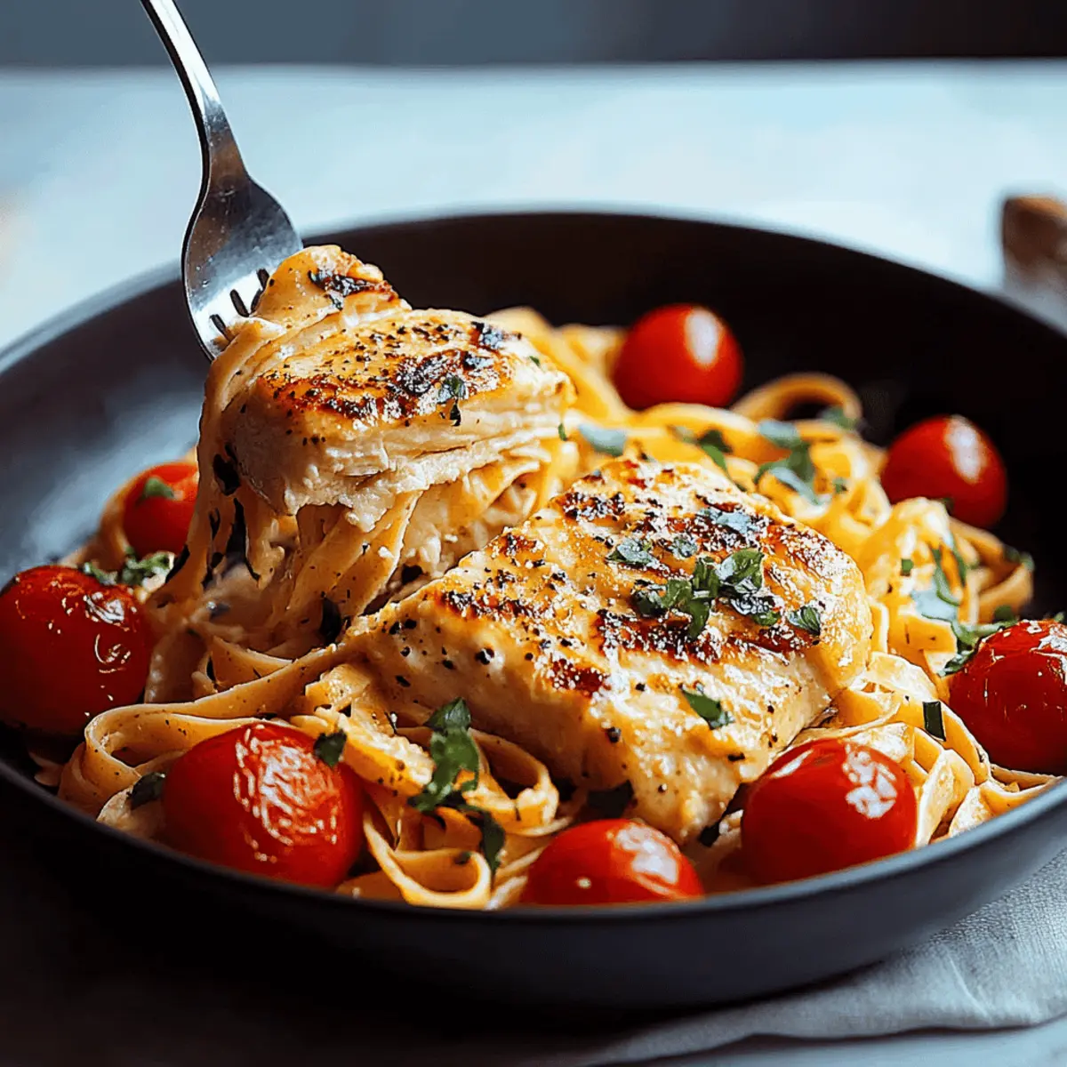 Fettuccine Salmon with Cherry Tomatoes