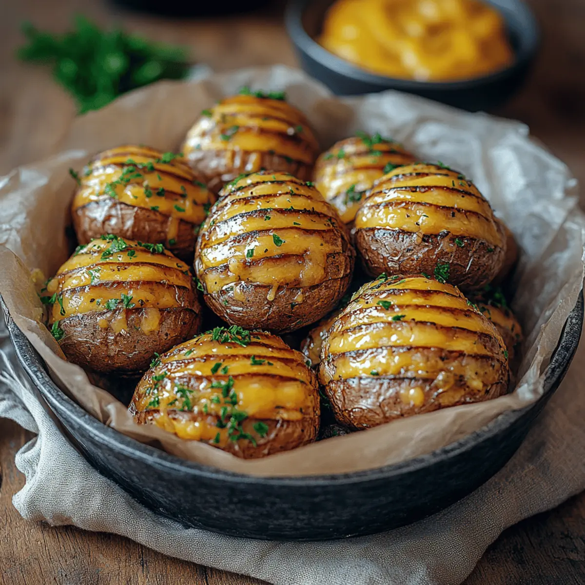 Oven-Baked Mini Hasselback Potatoes with Vegan Cajun Mayo