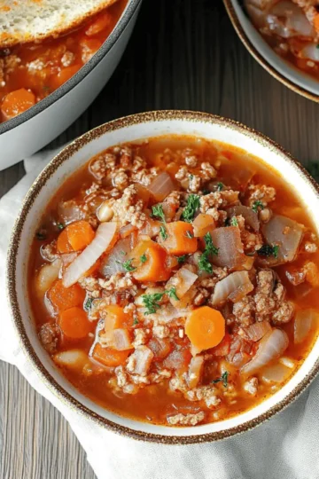 Beef Cabbage Barley Soup