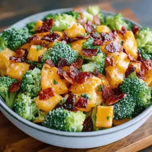 Broccoli Bacon Salad with Raisins and Cheddar Cheese