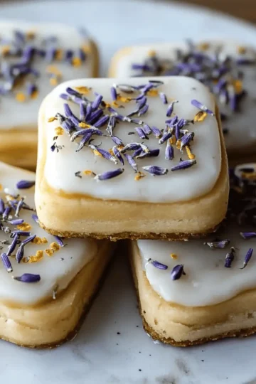 Iced Lemon Lavender Shortbread Cookies
