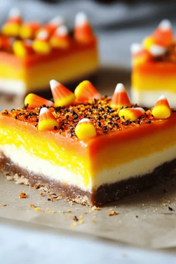 Candy Corn Cheesecake Bars