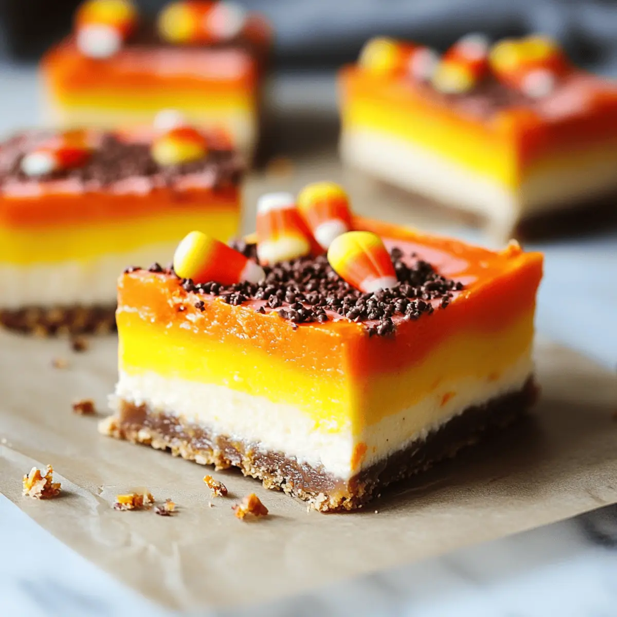 Candy Corn Cheesecake Bars