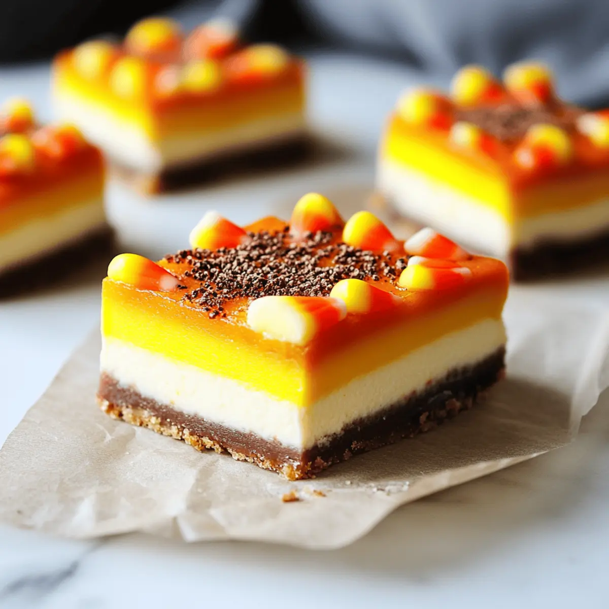 Candy Corn Cheesecake Bars