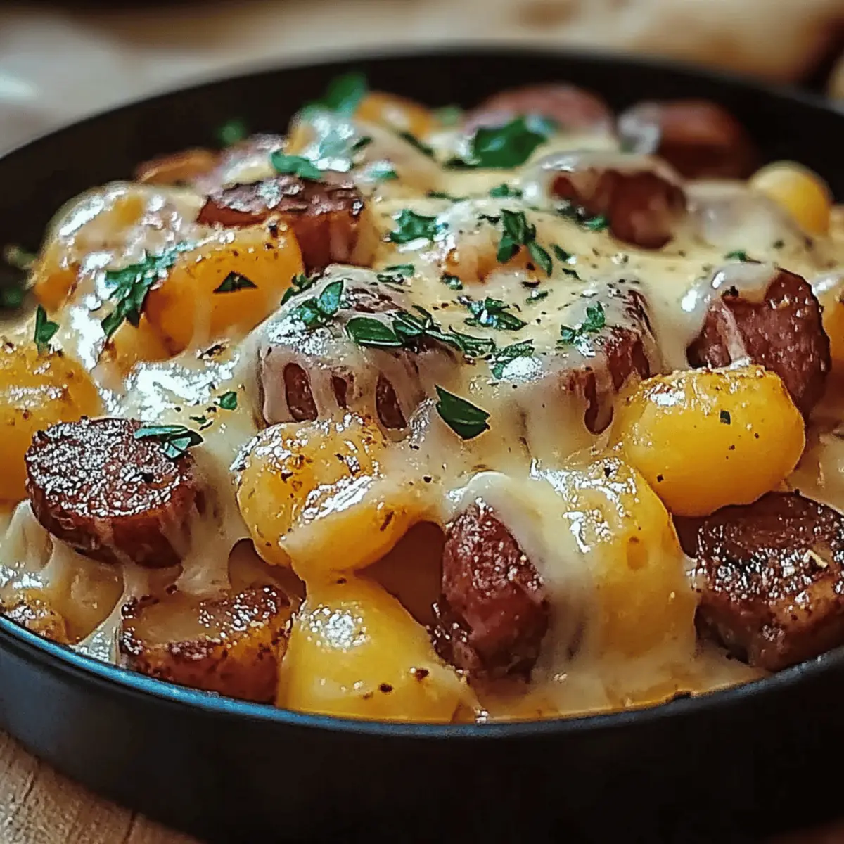 Cheesy Ranch Potatoes and Smoked Beef Sausage