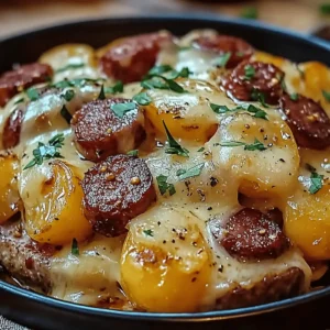 Cheesy Ranch Potatoes and Smoked Beef Sausage