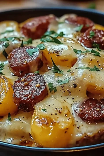 Cheesy Ranch Potatoes and Smoked Beef Sausage