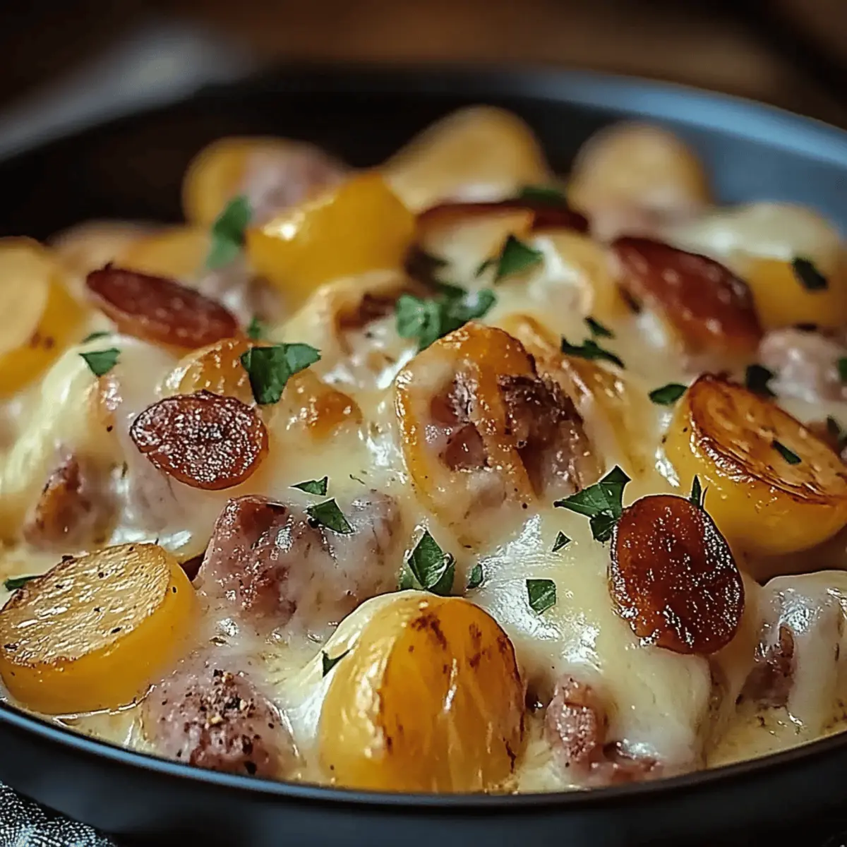 Cheesy Ranch Potatoes and Smoked Beef Sausage