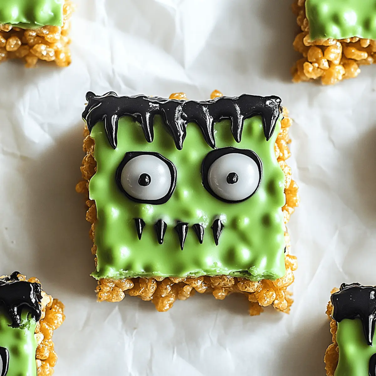 Frankenstein Rice Krispie Bars