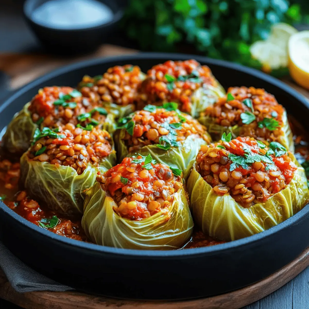 Lentil and Rice Stuffed Cabbage Rolls