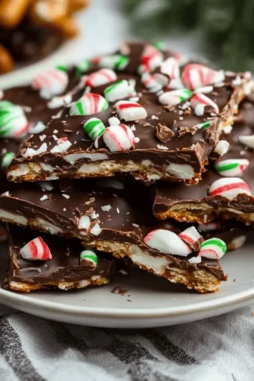 Peppermint Dark Chocolate Pretzel Bark