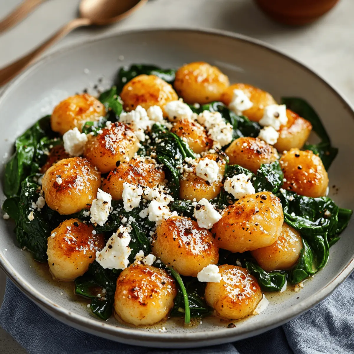 Crispy Gnocchi With Spinach And Feta