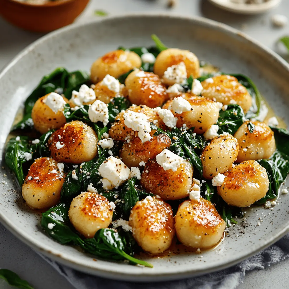 Crispy Gnocchi With Spinach And Feta