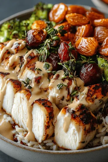 Maple Dijon Chicken & Roasted Sweet Potato Bowls