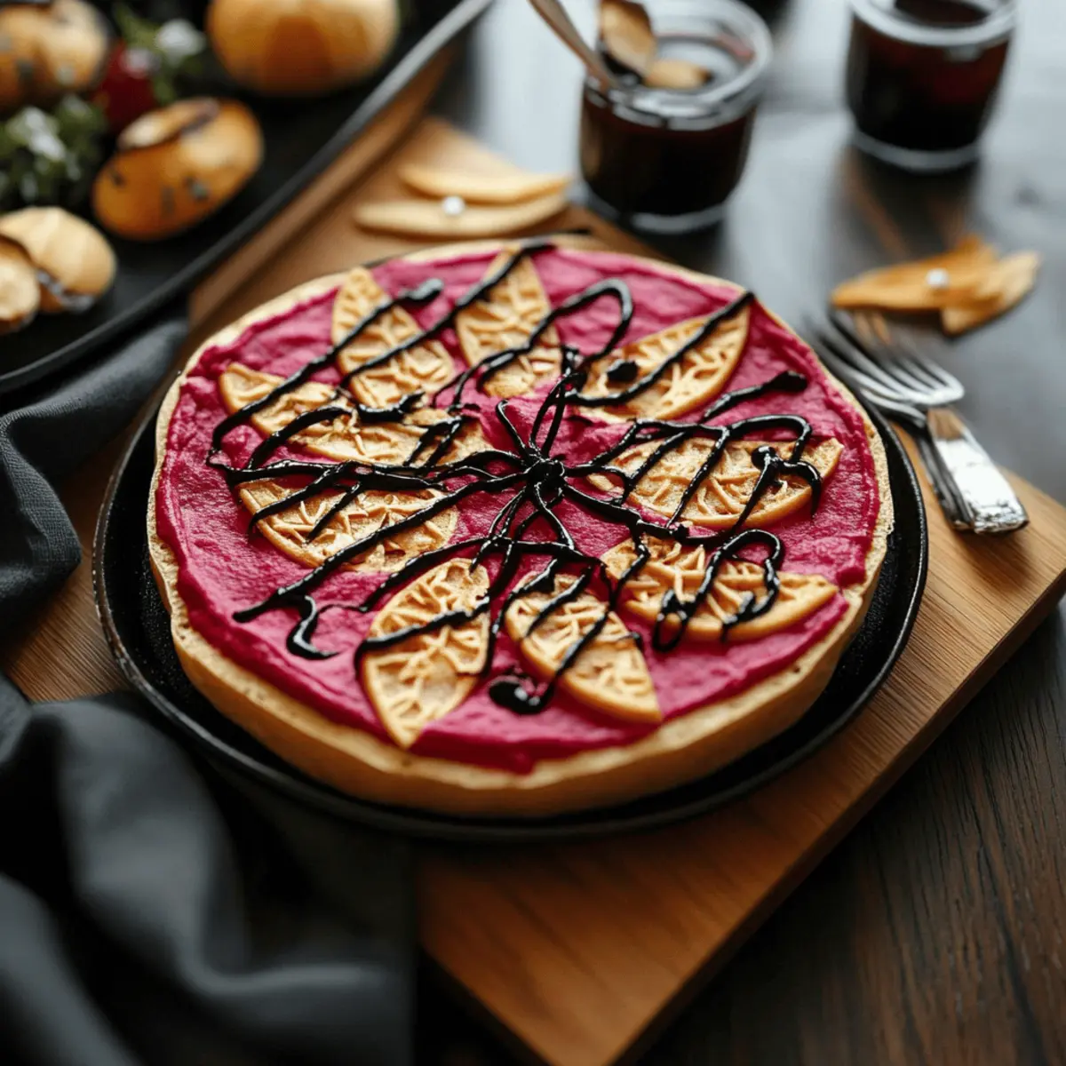 Bloody Beet Hummus with Cheese Web