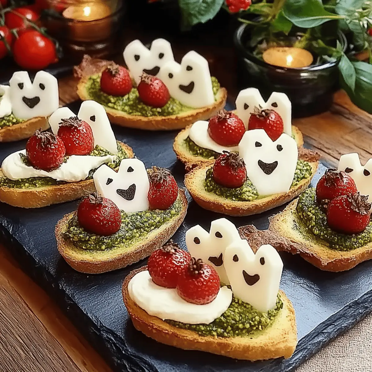 Caprese Crostini Ghosts