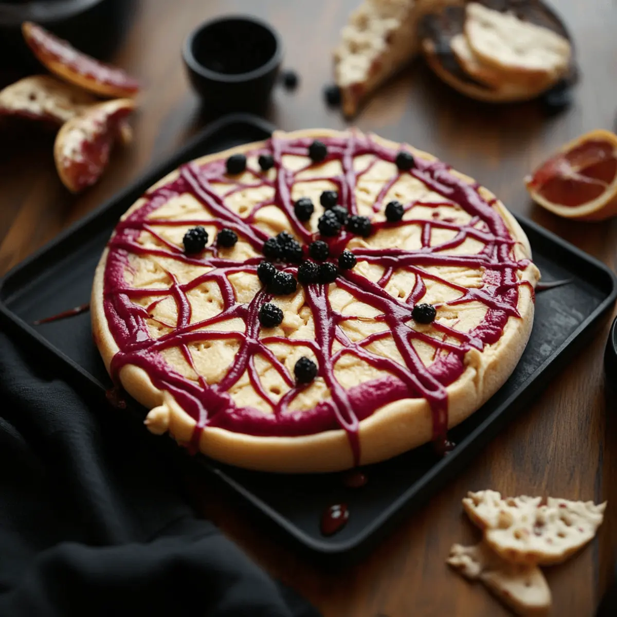 Bloody Beet Hummus with Cheese Web