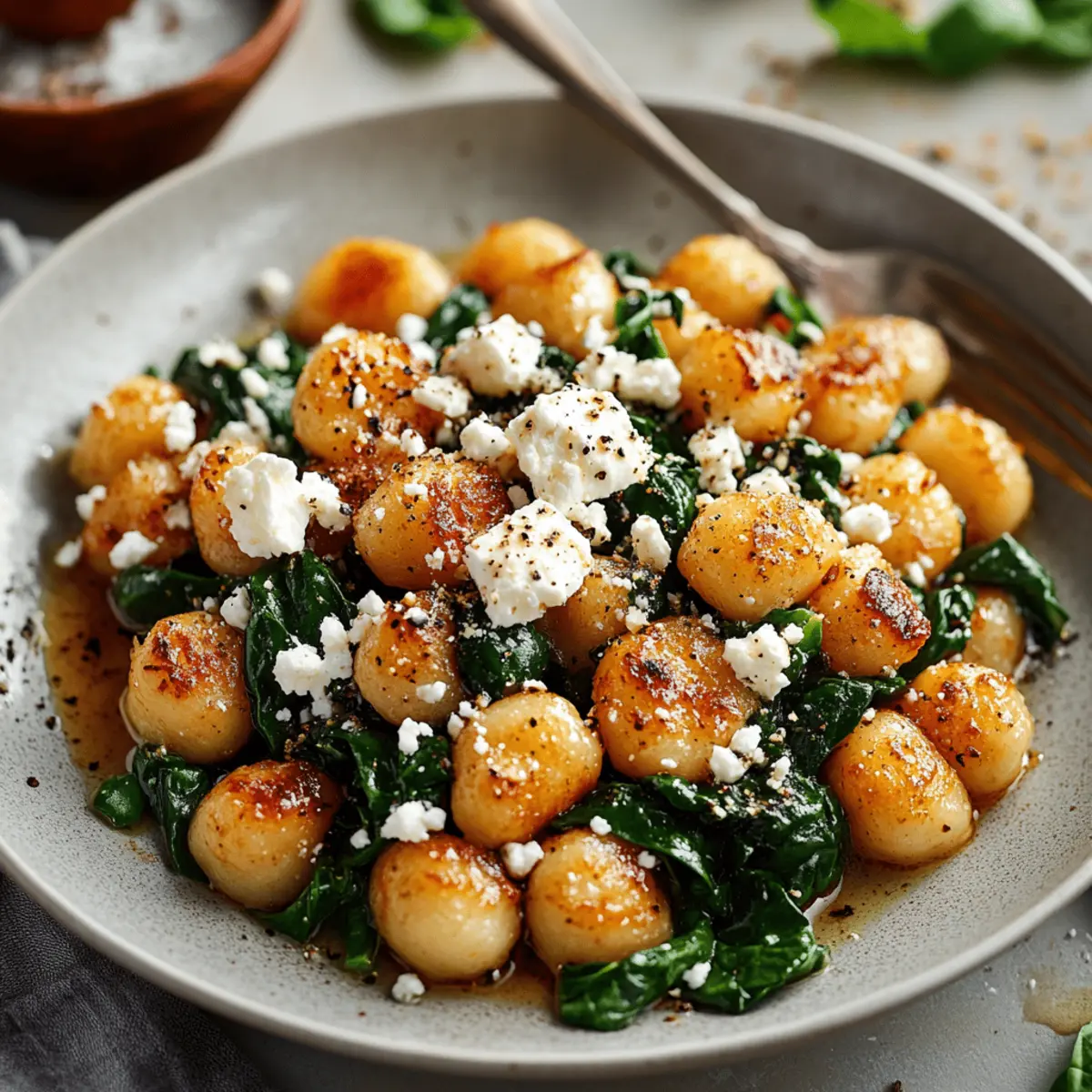 Crispy Gnocchi With Spinach And Feta