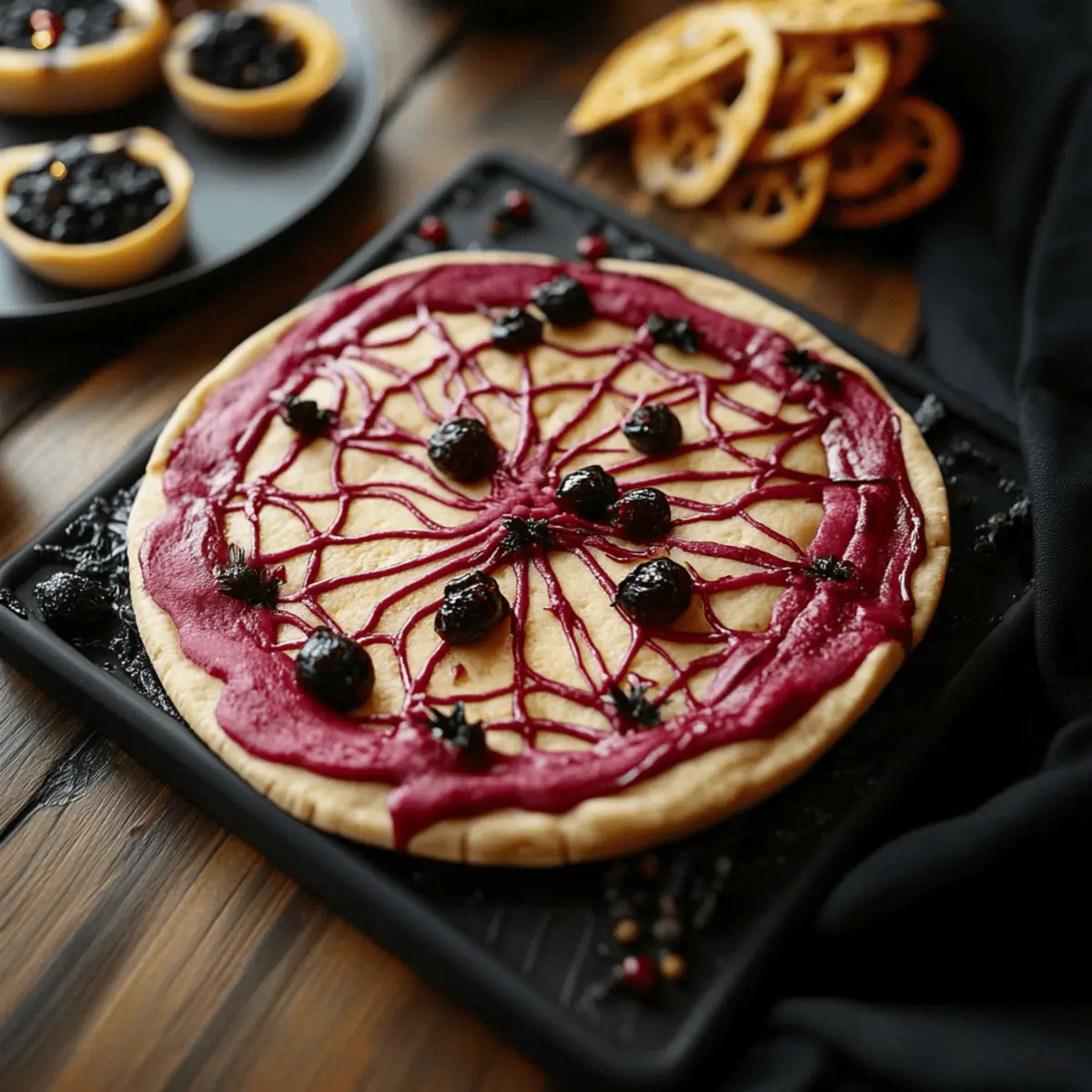 Bloody Beet Hummus with Cheese Web