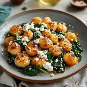 Crispy Gnocchi With Spinach And Feta